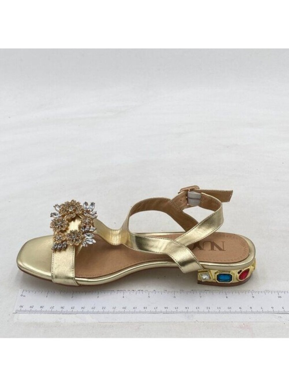 Women'S Rhinestones Crystal Block Sandals,Adjustable Ankle Strap Non-Slip O